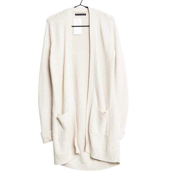 Abercrombie & Fitch Sweaters - Abercrombie & Fitch women’s open front beige long line cardigan pockets beige